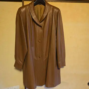 Partina 브라운 가죽 롱 자켓