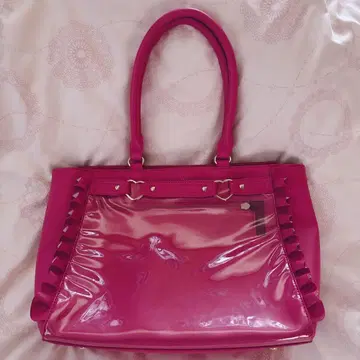 자카마트 이타백 a4 하트 버클 인조 가죽 프릴 토트백 핑크