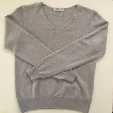 그레이 V넥 니트 스웨터 긴팔 캐시미어 BARNEYS NEW YORK