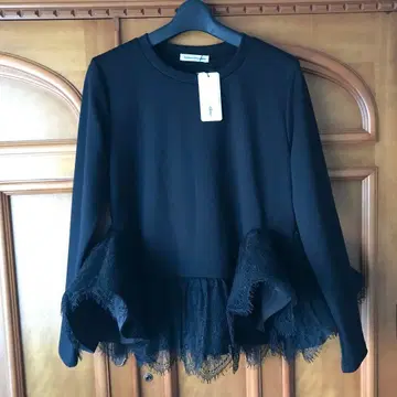 쿠키 초콜릿 블랙 레이스 상의