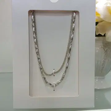 실버 이중 체인 목걸이 미사용 미개봉품