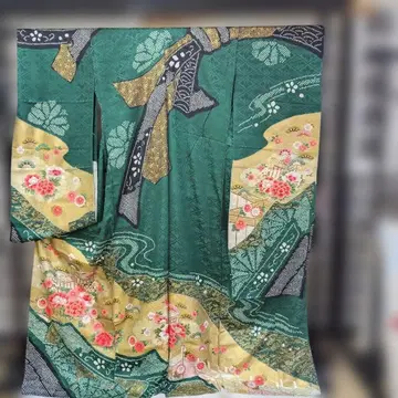 순수 실크 본 시보리 후리소데 재고 처분품