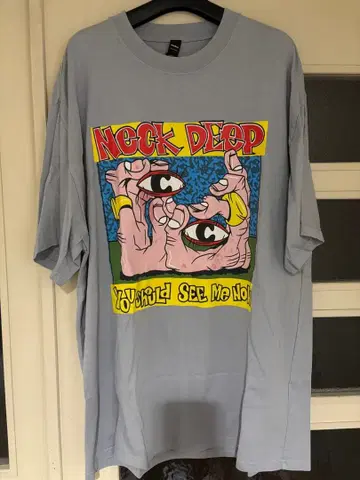 넥 딥 그래픽 티셔츠 라이트 블루 XL