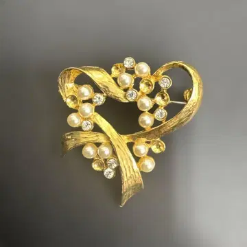 하트형 골드톤 브로치