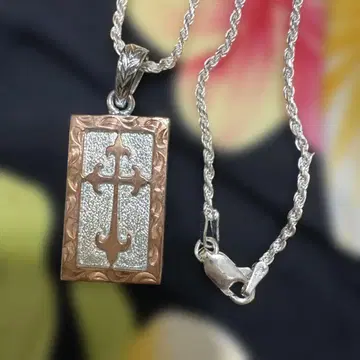 새상품 스퀘어 크로스 목걸이 하와이안 주얼리 실버 925