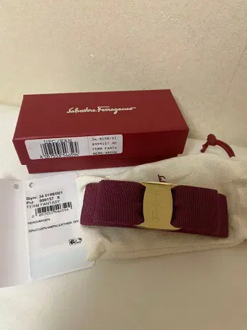 살바토레 페라가모 머리핀 바라 레드 버건디