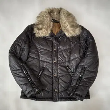 y2k archive 옷깃 퍼 다운 자켓 블랙 기믹