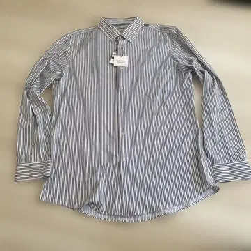 ZARA 슬림핏 긴팔 셔츠 XL 블루 화이트 스트라이프