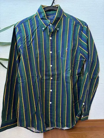 POLO 버튼다운 셔츠 그린 블루 옐로우 컬러 스트라이프
