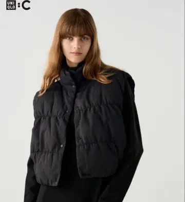 [ 컨디션 최상 ] UNIQLO:C 다운 크롭 베스트 블랙 S