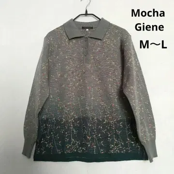 Mocha Giene 꽃무늬 그라데이션 폴로 옷깃 니트 스웨터