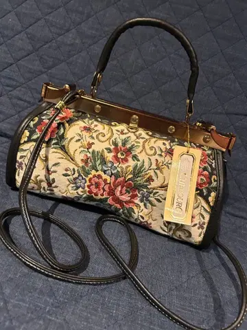 빈티지 고블랑 직조 꽃무늬 자수 핸드백 앤티크 새상품 택