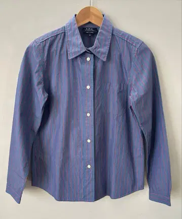 A.P.C. 블루 x 빨간색 스트라이프 셔츠