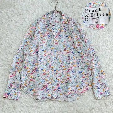 새상품급 최근 프랭크앤아이린 EILEEN CMPL 꽃무늬 린넨 셔츠