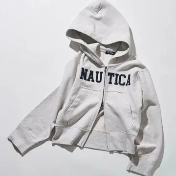 NAUTICA 아플리케 로고 풀 지퍼 후드티 F