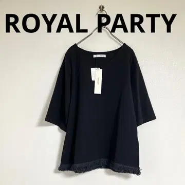 [ROYAL PARTY] (F)7부 소매 니트 스웨터 무지 V넥 프린지