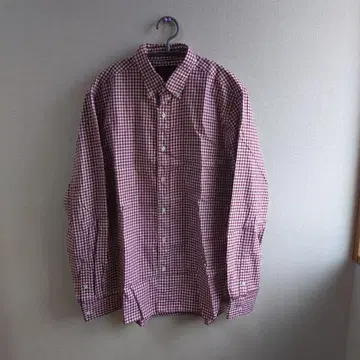 [ BEAMS ] 레드 화이트 체크 패턴 와이셔츠 L 사이즈