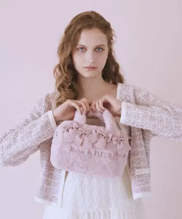 Maison de FLEUR 핑크매니아 2Way 퍼 리본 백 핑크