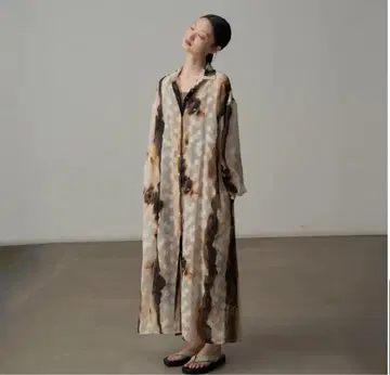 [택 포함 새상품] MADOECHO 롱 원피스 S 사이즈 브라운 쉬폰