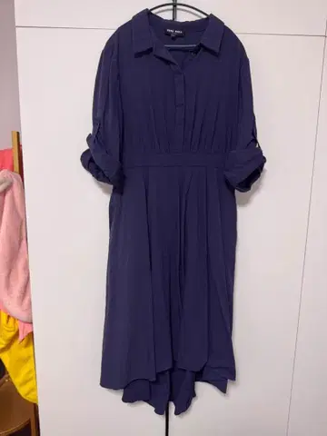 네이비 셔츠 원피스 긴팔