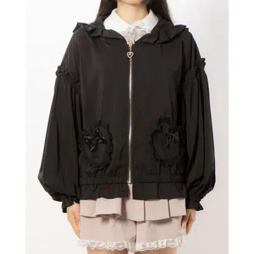 [ 가격 인하 ] 시크릿 허니 토끼 귀 프릴 쉬폰 후드티