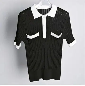 스트라이프 피케 셔츠 반팔 니트