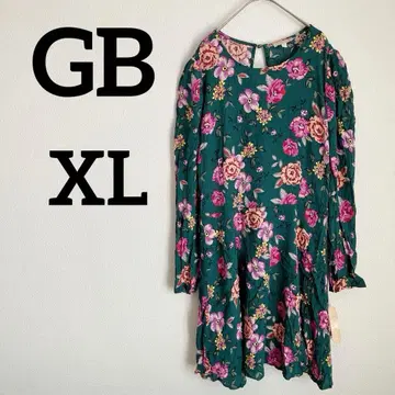 GB [ XL ] 플라워 프린트 미니 원피스 그린