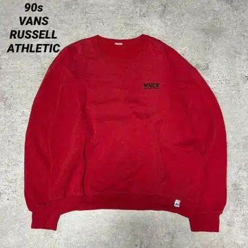레어 90s VANS 러셀바디 빨간색 맨투맨 로고 자수 레드 앞V