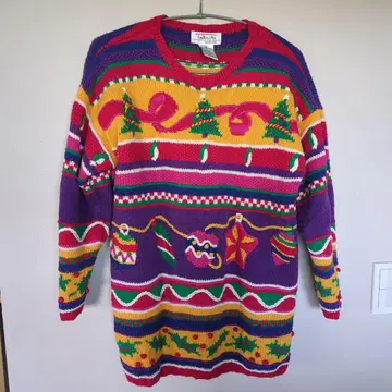 Talbots 핸드 니트 멀티 컬러 스웨터 M