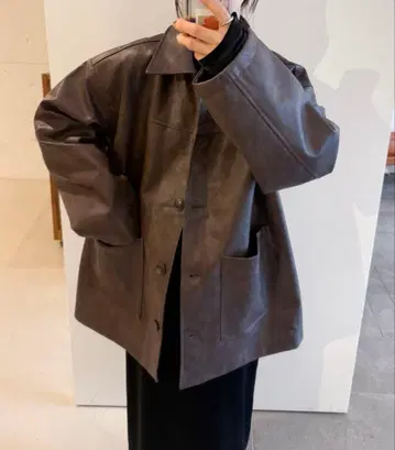 [ 미사용 새상품 ] select moca 스탠다드 페이크 레더 자켓