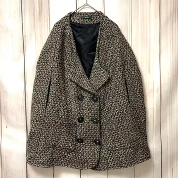 [위버] 더블 버튼 케이프 코트/판초 트위드 엘레강트 M 사이즈