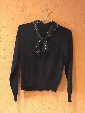 [ 새상품급 ] ANAYI 도트 리본 포함 긴팔 니트 38 다크 네이비