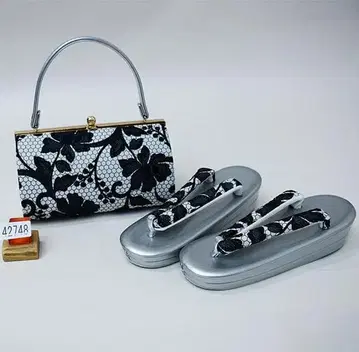 조리 백 세트 블랙 레이스풍 2단 실버 24cm 프리 NO42748