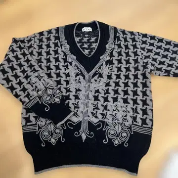 하운드투스 니트 하운드투스 체크 패턴 스웨터 V넥 남성용