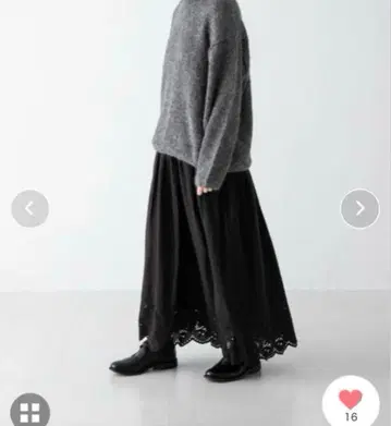 최종 가격! 카구레 스캘럽 자수 개더 스커트