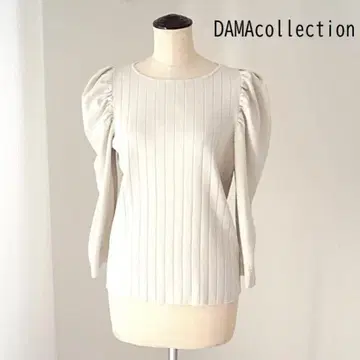 미사용  컬렉션 워셔블 그레이지 퍼프 슬리브 리브 니트 L