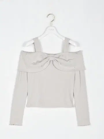 [ 가격 인하 ] evelyn 오프숄더 리본 상의