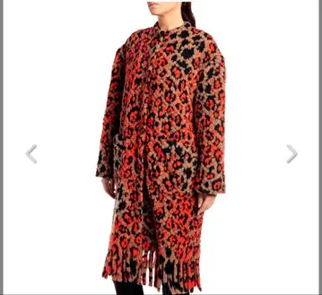 Replay W7765 코트 울 혼방 프린지 레오파드 무늬