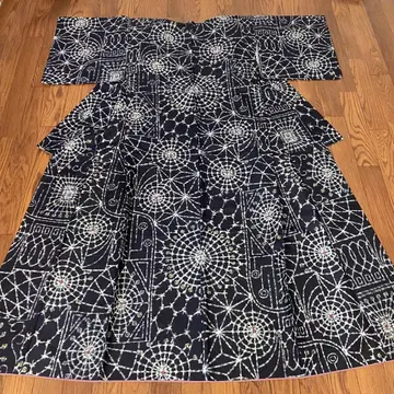 레트로 명선 칼레이도스코프 이중 기모노 앤티크 기모노