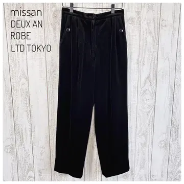 [ 1점 ] 빈티지 missan 턱 들어간 벨로아 와이드 팬츠 블랙