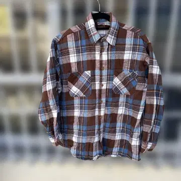 플란넬 셔츠 브라운 파랑 화이트 체크