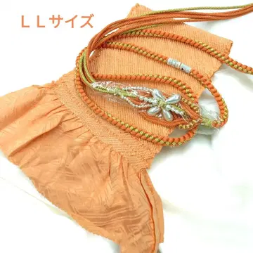 총 시보리 오비 장식 천 펄 허리띠 후리소데 오렌지 LL 장척 #1169