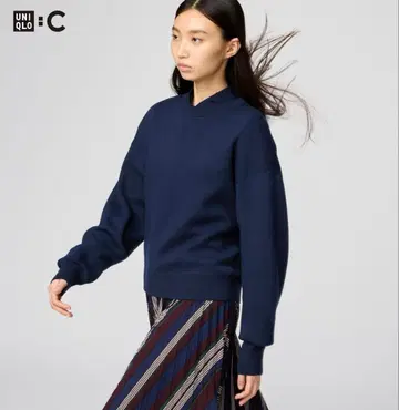 UNIQLO 스무스 코튼 크루넥 스웨터 M 네이비