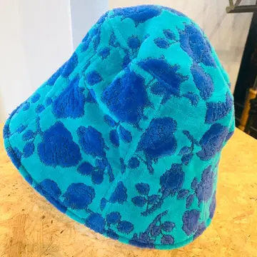 요코하마 nana 파랑과 그린 꽃무늬 버킷햇