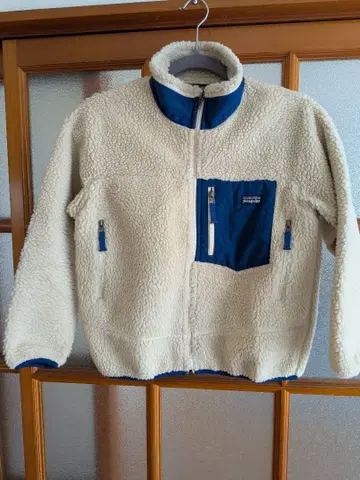 patagonia 플리스 자켓 크림색 파랑