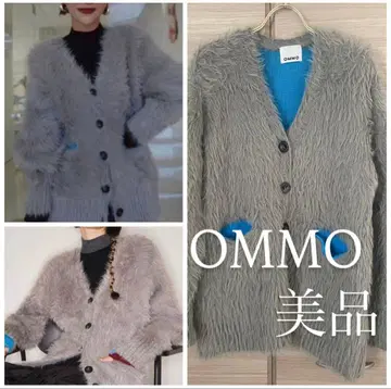 OMMO 더블 페이스 샤기 가디건 그레이