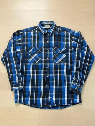 FIVE BROTHER 빈티지 플란넬 셔츠 L 사이즈 파랑 검정 체크
