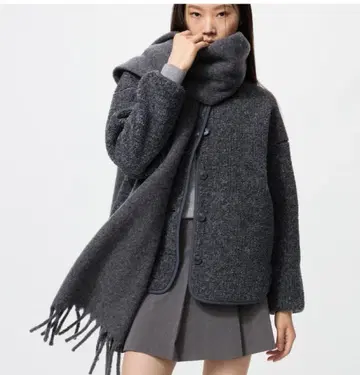 보아 플리스 릴랙스 가디건 L 다크 그레이