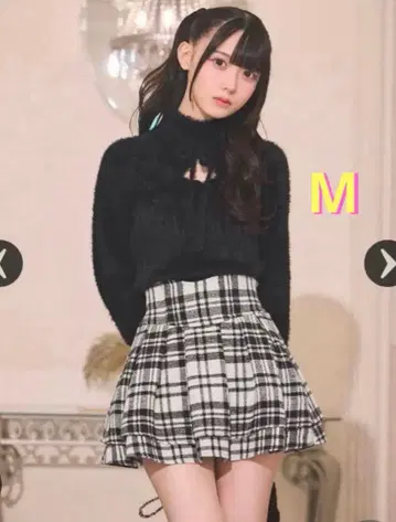 미셸 마카롱 슬림 레그 스커트 M 사이즈 체크 무늬