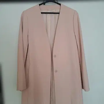 핑크 노카라 롱 코트